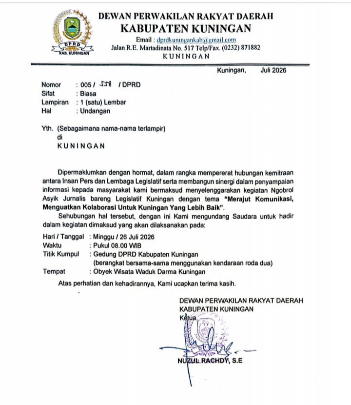 Undangan ‘Ngobrol Bareng Pers’ DPRD Kuningan Tuai Sorotan, Muncul Isu Diskriminasi Media dan Kejelasan Anggaran