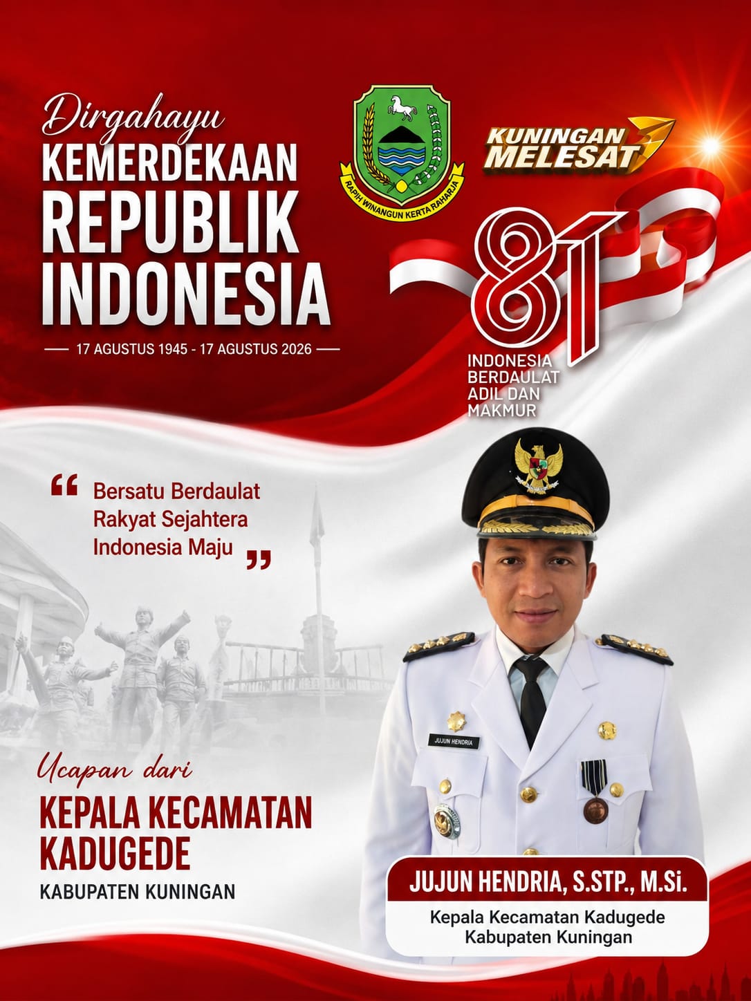 Momentum HUT RI Ke-81, Camat Jujun Hendria,S.STP., M.Si., Tegaskan Komitmen Pembangunan Kadugede