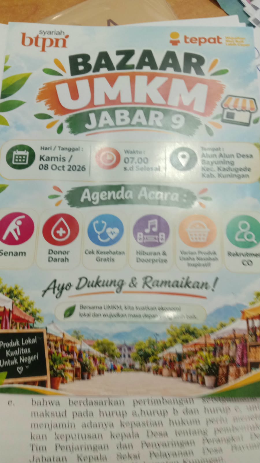 Dongkrak Ekonomi Kerakyatan, Bazar UMKM Jabar 9 Hadir di Desa Bayuning,Kadugede Kabupaten Kuningan